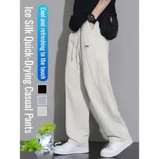 【Toque Gelado】Secado Rápido y Frescura Calças de Seda Gelada Masculinas/Secagem Rápida/Respirável/Casual