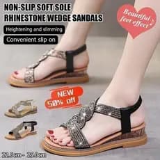 [Elegante e Sofisticado] Sandal La Mã đính đá lấp lánh dành cho nữ Sandálias Femininas/Planas/Com Cristais