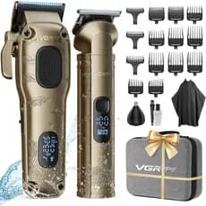 Máquina de Cortar Cabelo VGRPRO para Homens, Profissional, Sem Fio, Conjunto de Máquinas de Cortar e Aparar Cabelo, Apar