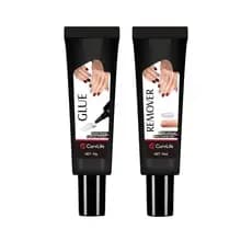 Curvlife Cola para Unhas Semi-Sólida de Secagem Rápida 10g Recém-Atualizada com Removedor de 10ml para Unhas Postiças Se