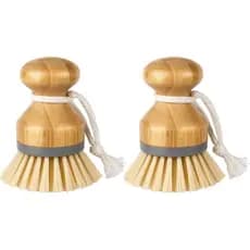 Escova de Palha de Bambu MR.SIGA, Escova de Limpeza para Pratos, Panelas, Frigideiras e Pia de Cozinha, Pacote com 2
