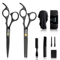 Conjunto de 10 Tesouras para Corte de Cabelo Sirabe, Kit Profissional de Tesouras para Corte de Cabelo com Tesoura de Co