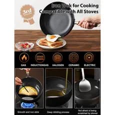【Alta Capacidade】Multipurpose Cast Iron Wok Pan - Panela/Estufar/Fritar
