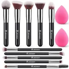 Conjunto de Pincéis de Maquiagem BEAKEY, Pincéis Profissionais para Base, Sombra, Corretivo, Blush, Pó e Bronzer, 2 Espo