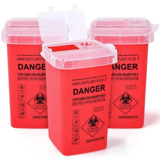 Recipientes de 3 quartos (conjunto de 3 peças), usados para descarte de objetos cortantes domésticos, descarte de agulha