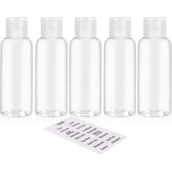 DNSEN Pacote com 5 Frascos de Plástico Vazios de 3,4oz para Produtos de Higiene Pessoal, Aprovados pela TSA, à Prova de