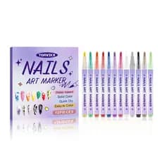 Caneta para Pintura de Unhas TORVIKXDIY com Ponta Fina, Cores Vibrantes de Longa Duração, Caneta para Nail Art Fácil de