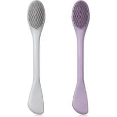 Conjunto de 2 Escovas Faciais de Silicone de Dupla Face - Ferramenta para Esfoliação, Massagem e Remoção de Maquiagem pa