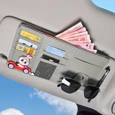 Organizador para pala de sol do carro, suporte multifuncional para óculos no carro, bolsa para guardar cartões, porta-ca