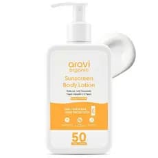 Loção Protetora Solar Corporal Orgânica Sem Óleo Aravi FPS 50 |   Testado Dermatologicamente In-Vivo |   Tamanho para Vi
