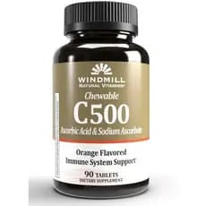 Windmill Health Products Vitamina C Mastigável-500, Suporte ao Sistema Imunológico, Antioxidantes Potentes, 90 Comprimid