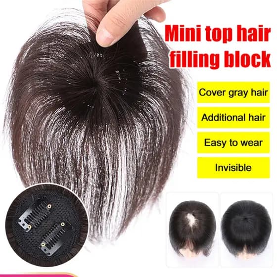[Mini Topo Real] Cobertura Natural/Topo/Cabelo Humano/Disfarçar Calvície