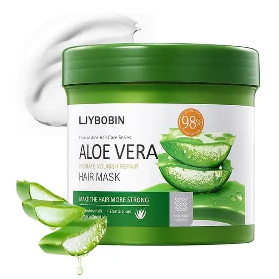 Máscara Capilar de Aloe Vera para Cabelos Secos e Danificados, Máscara Capilar Hidratante Profunda para Cabelos Cacheado