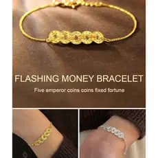 [Atraia Riqueza]✨Pulseira Da Sorte✨Pulseira Moedas Cinco Imperadores/Design Elegante/Acessório Feminino