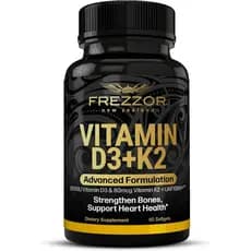 Cápsulas FREZZOR de Vitamina D3 e K2, D3 2000IU e K2 (MK7) 80mcg, VIT D3 Exclusivo feito com Lanolina de Lã de Ovelha 10