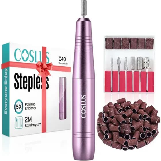 COSLUS C40 Lixa Elétrica Profissional para Unhas: para Unhas de Acrílico, Gel e Pó, Kit Portátil de Manicure e Pedicure,