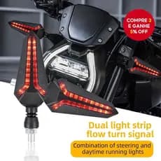 Luzes de Sinalização LED para Motocicleta com Indicação Sequencial de Pisca, Luz Diurna (DRL) em Âmbar, 12V 10mm JFXD
