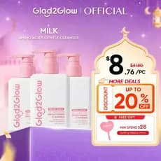 [Limpador Facial Número 1] Glad2Glow Milk Amino Gentle Facial Cleanser 80g Ilumina, Conforta, Suaviza, Hidrata, Remove S