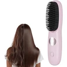 Escova Alisadora de Cabelo Sem Fio, Mini Escova Alisadora Portátil com 3 Configurações de Temperatura e Display LED, Esc