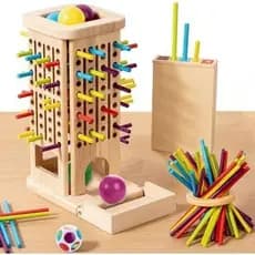 Jogo de Tabuleiro Montessori de Madeira, 40 Palitos de Madeira Coloridos, Jogo de Dados, Brinquedos Educativos de Matemá