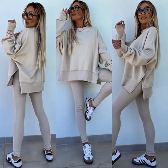 2026 novo estilo comércio exterior primavera feminino europeu americano Casual calças magras solto moletom terno de duas