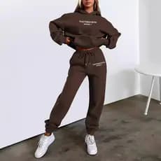 Cross-Border europeu americano venda quente feminino carta impressa moletom com capuz moda Casual calças de lã terno