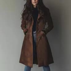 2026 europeu americano Cross-Border comércio exterior feminino outono inverno novo estilo Retro lapela camurça longo blu