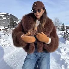 Europeu americano outono inverno novo estilo feminino estilo preguiçoso lapela engrossado efeito de pele do falso pelúci