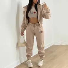 TK001 Roupas femininas europeias americanas forro de lã moletom com estampa de letras com capuz esportivo Casual terno (