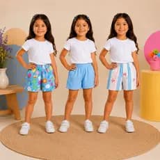 Kit 3 Short Infantil menina Shorts Feminino - Cintura Elástica e Cores Sortidas
