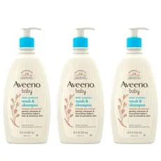 Aveeno Baby Sabonete Líquido e Shampoo Suave com Extrato Natural de Aveia, Fórmula sem Lágrimas, sem Parabenos e sem Fta