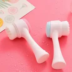 Escova Limpeza Facial 2 Em 1 Aparelho Massagem Esponja Cerdas Macias Dupla Face Escova De Limpeza