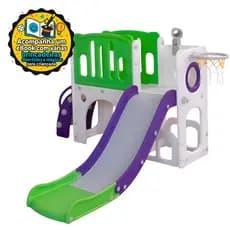 Playground Infantil Mini Mundo 2 Torres Com Escorregador E Cesta Freso Baby Roxo e Verde