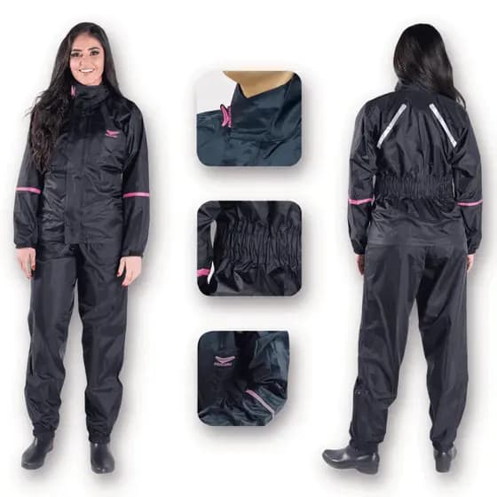 Capa Roupa Conjunto Feminina Chuva Nylon Piracapas Para Motoqueira Motociclista Moto Impermeável