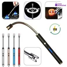 Isqueiro Eletrico Arco Flexivel Com USB Acendedor De Plasma Rapido Enchimento Para Fornos Fogao Churrasco Bivolt