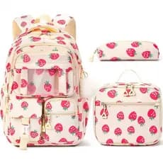 Conjunto de Mochila Escolar 3 em 1 Fimibuke, Mochila Impermeável com Bolsa para Almoço e Estojo para Lápis, Leve para Me