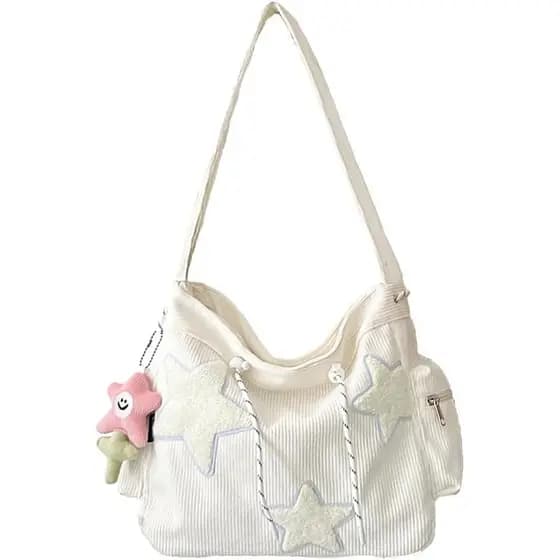 Bolsa Transversal KAMEILONG Star para Mulheres, Bolsa de Corduroy, Bolsa Estética, Bolsa de Ombro Fofa, Bolsa Hobo Y2K