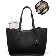 Bolsa Tote para Laptop LOVEVOOK para Mulheres 15.6 Polegadas, Bolsa de Trabalho com Três Compartimentos, Grande, em Cour