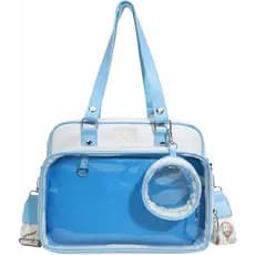 Bolsa Ita Azul Transversal - Bolsa Mensageiro Ita de Grande Capacidade, Transparente, em PU, para Exibição de Pins, Bols