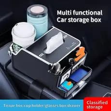 Caixa de tecido de armazenamento de carro suporte de copo de água multifuncional caixa de luva de carro organizador de a