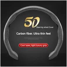 Capa para volante de carro tipo O/D, padrão de fibra de carbono para direção de veículo, capa para alça de cassete, luz
