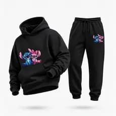 Conjunto Moletom Stitch Feminino Flanelado Inverno | Blusa Canguru + Calça  Unissex | Roupa Frio Casual Tumblr Estampado