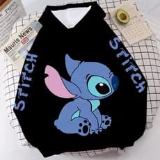 Moletom Unissex Com Capuz Manga Longa Moda Disney Lilo Stitch Kawaii Básico Blusa De Frio De Algodão