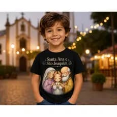 Camiseta Infantil Católica Santa Ana e São Joaquim