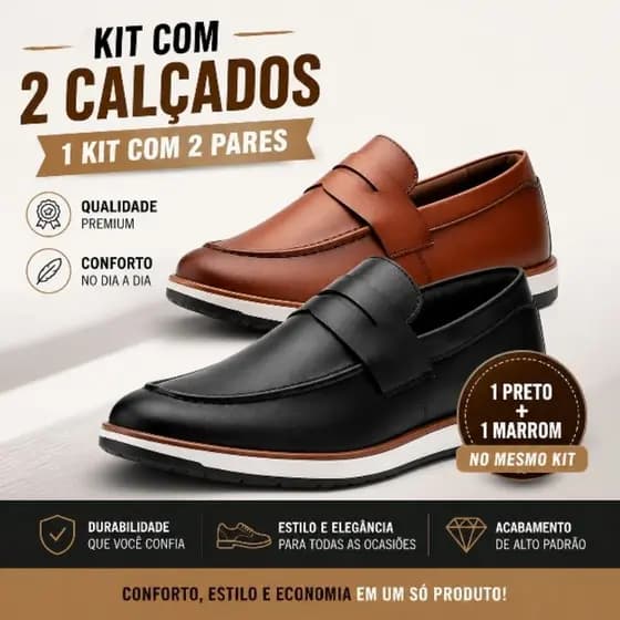 Kit Com 2 Calçados Masculino Confortável Antiderrapante.