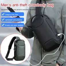 【Com USB e Antifurto】Bolsa Peitoral/Tecido Oxford/Resistente/Esportes/Homens