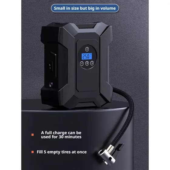 【Alta Eficiência】Bomba elétrica portátil multifuncional para inflar pneus de carros pequenos/12V/Carro/Compressor de Ar