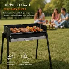 Churrasqueira a carvão dobrável com ajuste de temperatura de três velocidades portátil de aço inoxidável para acampament