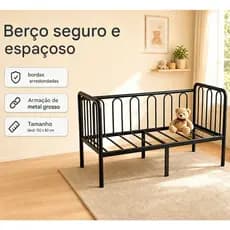 Cama de ferro infantil, guarda-corpo completo, economia de espaço, estrutura de cama infantil de solteiro, cama infantil