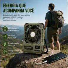 Ventilador de mesa mecânico portátil, carregamento USB, capacidade de bateria de 2.000mAh, vento forte, tamanho Mini, Id
